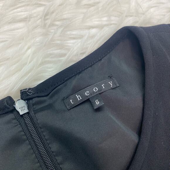 Theory Women's Short Sleeve Wool Shift Dress Size 6 Black Office Career - Picture 13 of 16